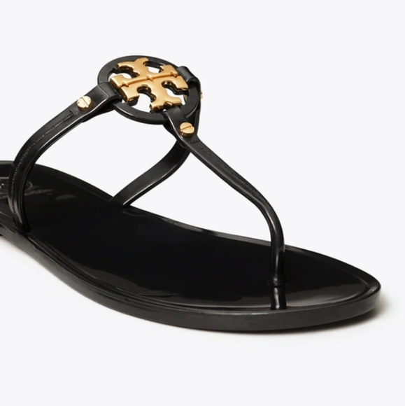 Tory Burch Mini Miller Jelly Flat Thong Sandals Black -7 - Picture 4 of 8